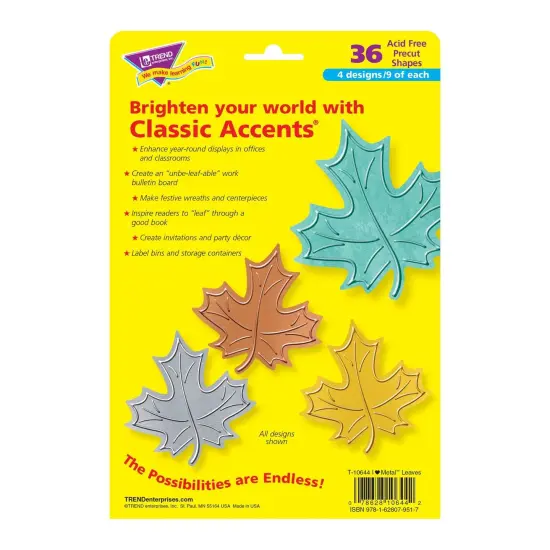 I &hearts; Metal&trade; Leaves Classic Accents&reg; Variety Pack, 36 Per Pack, 3 Packs {3}