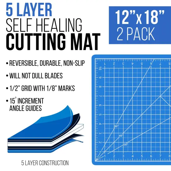 12" x 18" Self-Healing Cutting Mat 5-Ply (2 Pack) - Double-Sided Pink/Blue Craft Mat, Non-Slip Cutting Mats for Crafts, Sewing, Quilting, Scrapbooking {2}