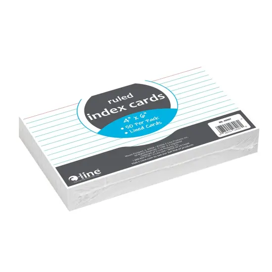 Index Cards, 4" x 6", White, Ruled, 50 Per Pack, 10 Packs {4}