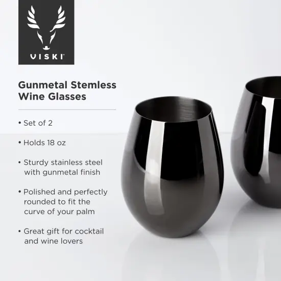 Gunmetal Stemless Wine Glasses  {3}