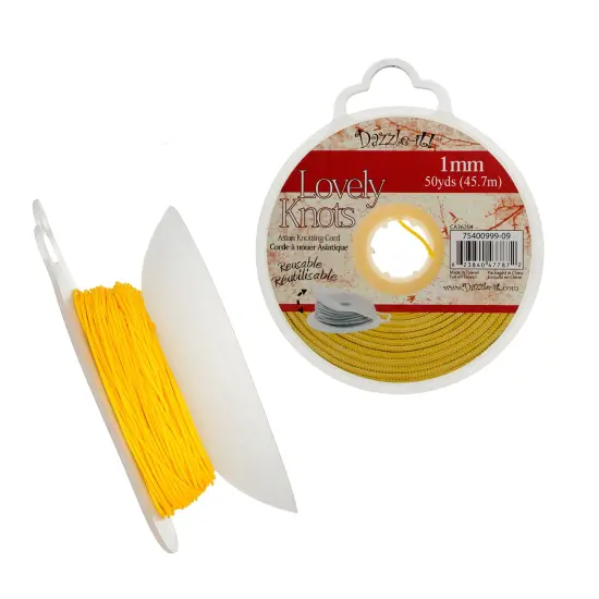John Bead Lovely Knots 1mm Asian Knotting Cord with Bobbin, 50yds Yellow {1}