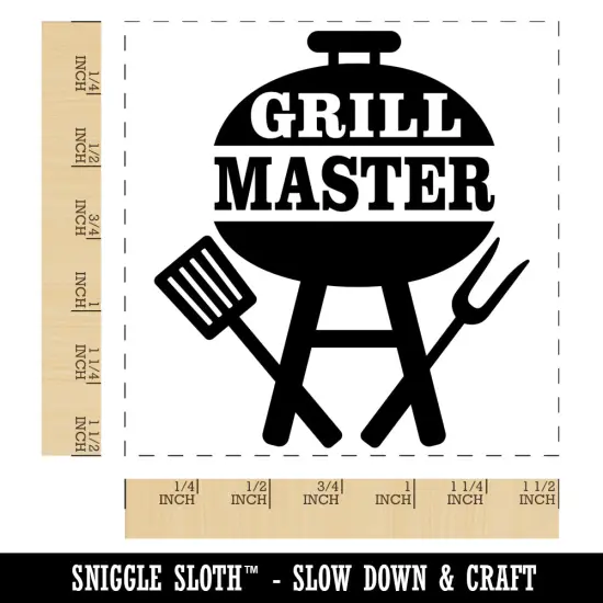Grill Master Grilling BBQ Self-Inking Rubber Stamp Ink Stamper Black {1}