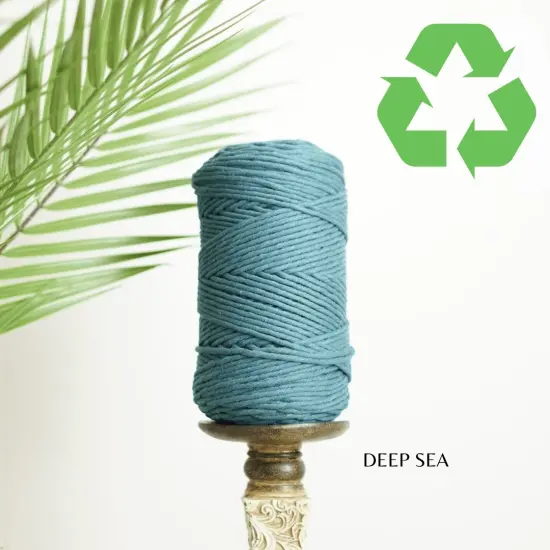 3mm Single Strand Macrame Cotton Cord, 23 Beautiful Colors, Macrame Wall Hanging, Plant Hangers, Cotton Rope for Macrame Deep Sea {1}