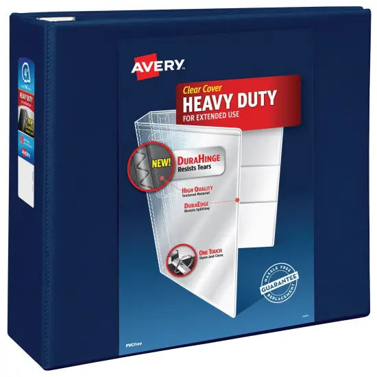 Avery Heavy-Duty View 3 Ring Binder, 4" One Touch EZD Rings, 4.5" Spine, 1 Navy Blue Binder (79804) {1}