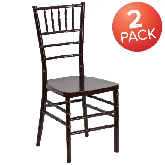Emma and Oliver 2 Pack PREMIUM Resin Stacking Chiavari Chair Mahogany {5}