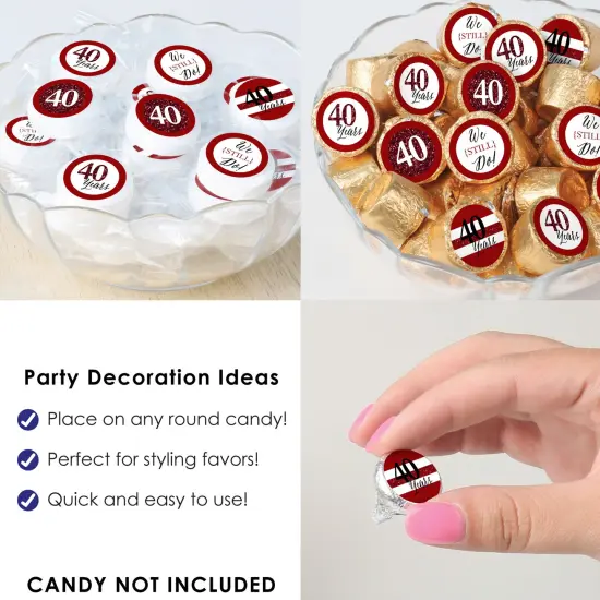 Big Dot of Happiness We Still Do - 40th Wedding Anniversary - Anniversary Party Small Round Candy Stickers - Party Favor Labels - 324 Count {6}