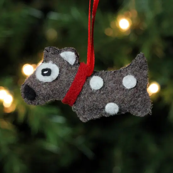 Northlight 3.75" Brown and White Polka Dot Plush Dog Hanging Christmas Ornament {3}