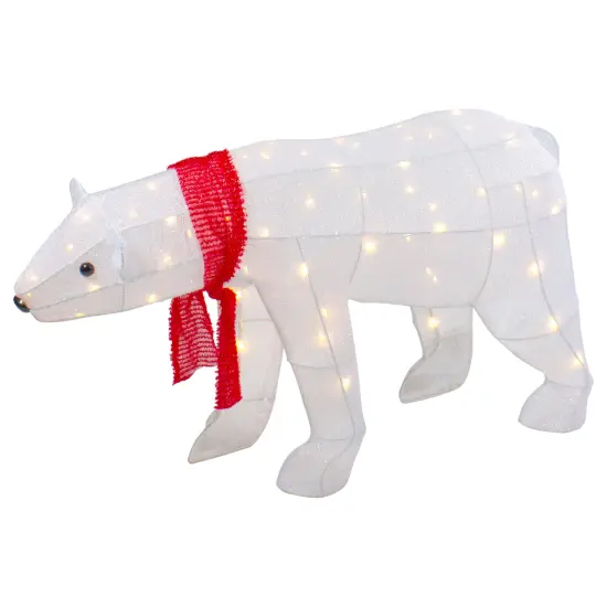 Northlight LED Lighted Tinsel Polar Bear Outdoor Christmas Decoration - 32" - Warm White Lights {1}
