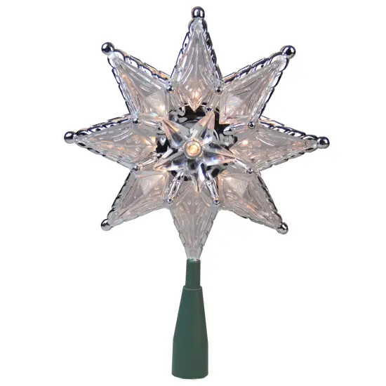 Northlight 8" Lighted Silver and Clear Mosaic Star Christmas Tree Topper - Clear Lights {1}
