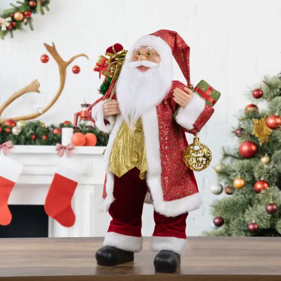 Northlight 24" Red and White Santa with Gift Bag and Presents Christmas Figure {3}