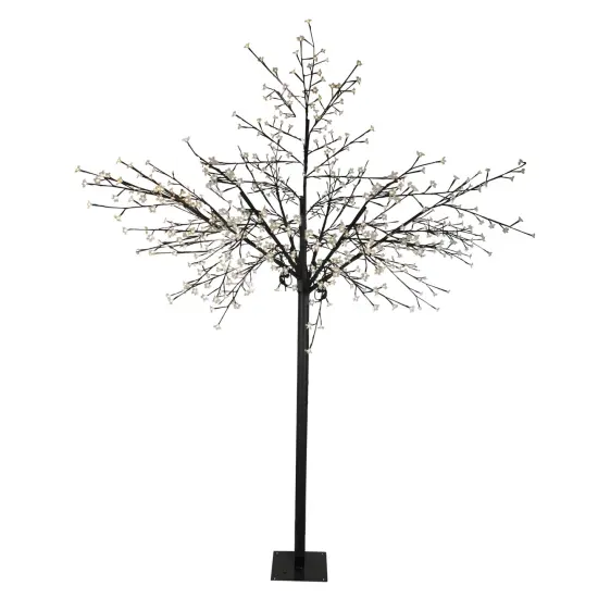 Northlight LED Lighted Multi-Function Cherry Blossom Artificial Tree - 8' - Warm White Black {1}