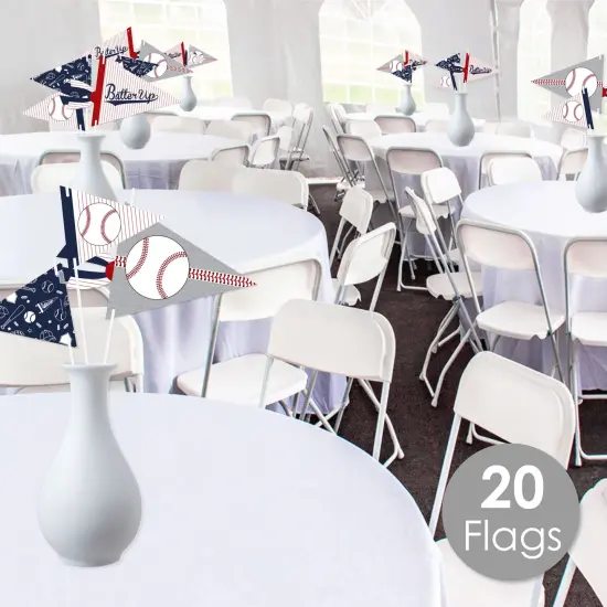 Big Dot of Happiness Batter Up - Baseball - Triangle Baby Shower or Birthday Party Photo Props - Pennant Flag Centerpieces - Set of 20 {3}