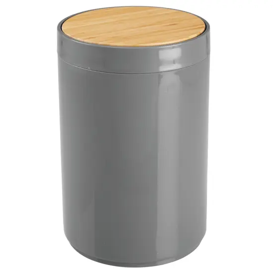 mDesign Plastic Round Trash Can Small with Swing-Close Lid {1}