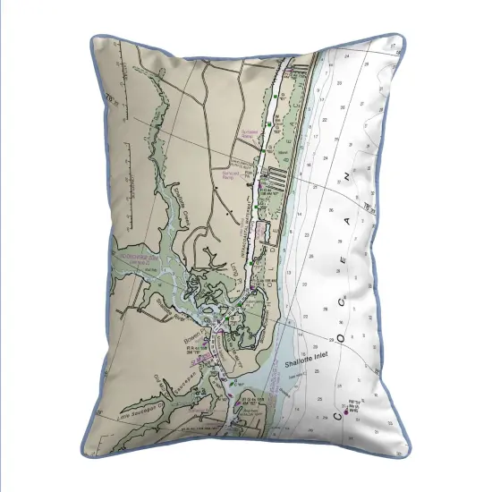 Betsy Drake Holden Beach NC Map Pillow 16x20 - Large Corded {1}