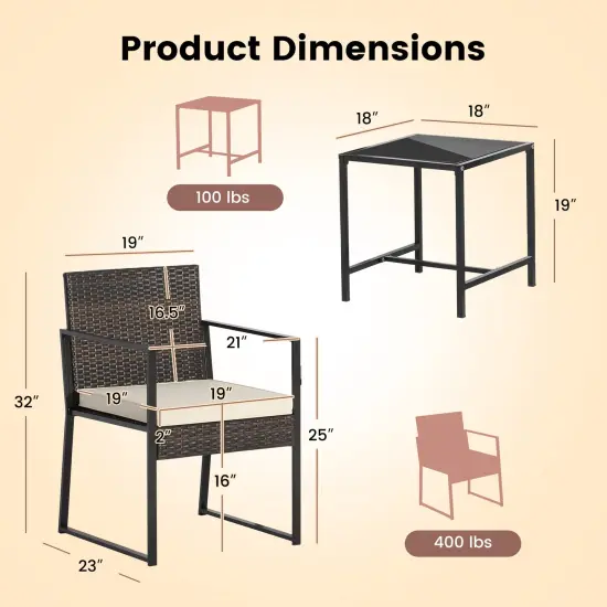 3 Pieces Modern Heavy Duty Patio Furniture Set with Coffee Table Off White {4}