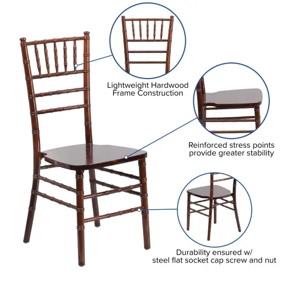 Emma and Oliver Wedding & Event Wood Chiavari Dining Chair Fruitwood {2}