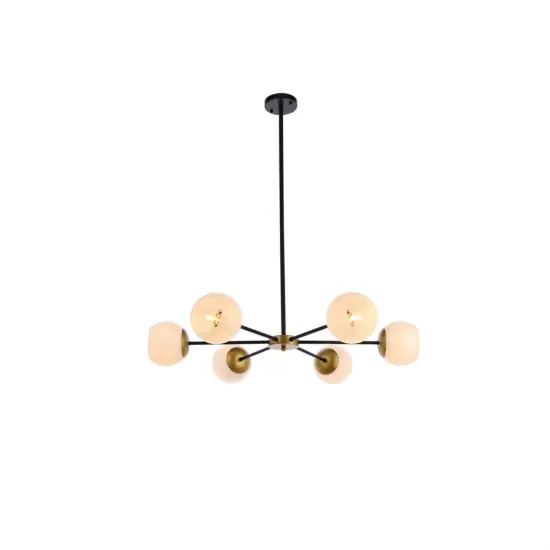 Briggs 36 inch pendant in black and brass with white shade {1}
