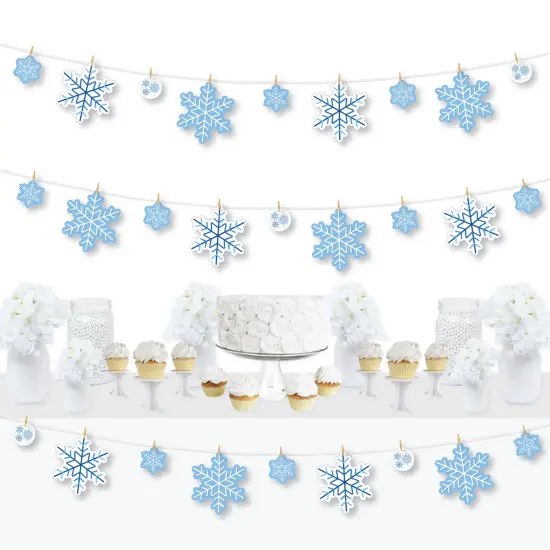 Big Dot of Happiness Blue Snowflakes - Winter Holiday Party DIY Decorations - Clothespin Garland Banner - 44 Pieces {1}
