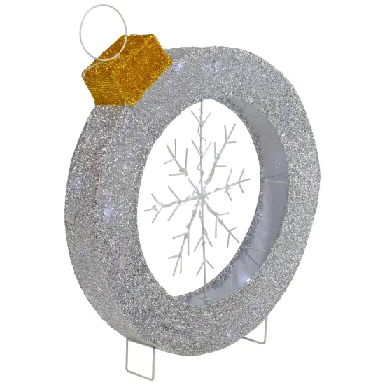 Northlight LED Lighted Silver Tinsel Ornament with Snowflake Outdoor Christmas Decoration - 21.5" {5}