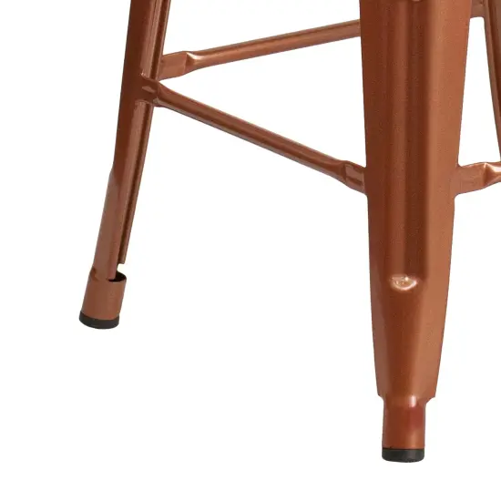 Merrick Lane Newark Series Backless Metal Stool with Square Seat for Indoor-Outdoor Use Copper {5}