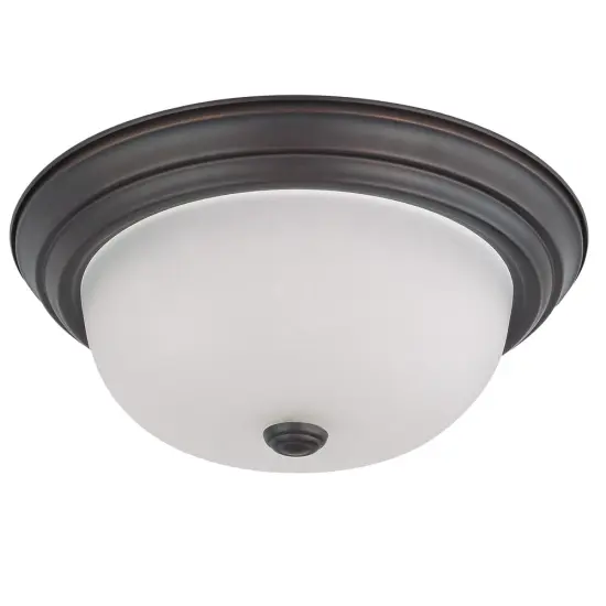 Nuvo 2-Light 13" Flush Mount Fixture w/ Frosted White Glass in Mahogany Bronze {1}