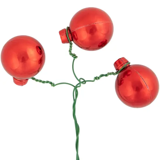 Northlight Shatterproof Ball Ornament Christmas Pick - 6.75" - Red and White {7}