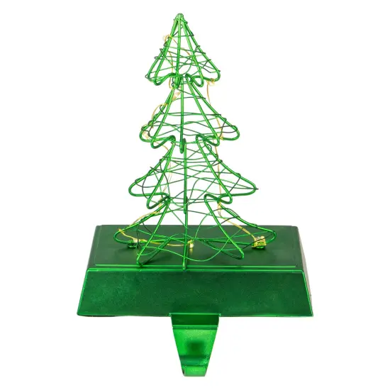 Northlight 8" LED Lighted Green Wired Christmas Tree Stocking Holder {1}