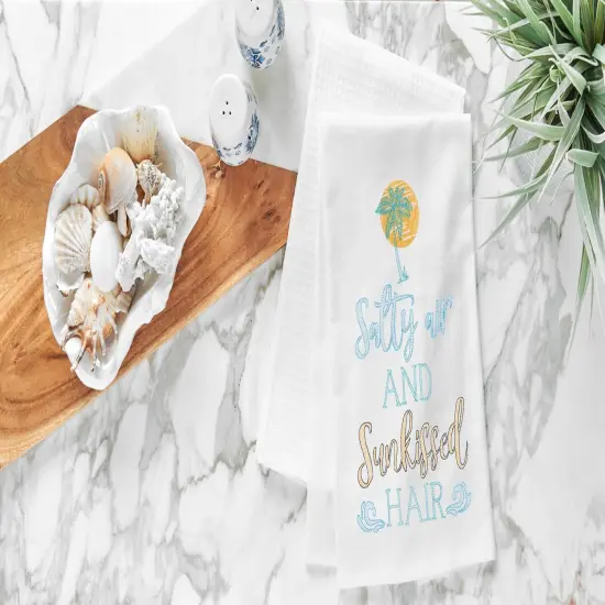 Salty Air And Sunkissed Hair Flour Sack Embroidered Cotton Kitchen Towel {4}