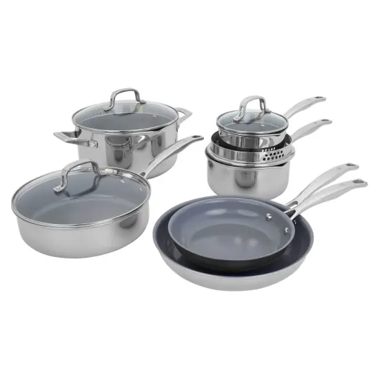 Henckels Clad H3 10-pc Stainless Steel Ceramic Nonstick Cookware Set {1}