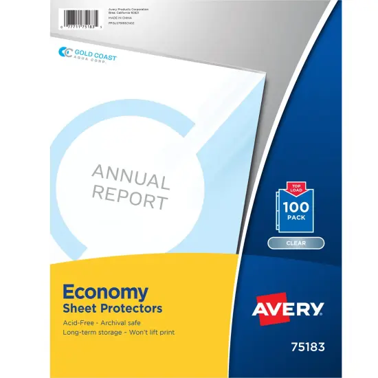 Avery Clear Economy Sheet Protectors, Top Load, 100 Document Protectors (75183) {1}