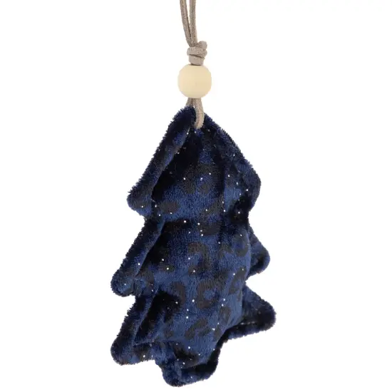 Northlight Cheetah Print Velvet Tree Christmas Ornament - 4" - Blue and Black {4}