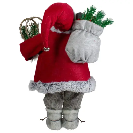 Northlight 18" Standing Santa Christmas Figure with Snow Shoes and Presents Red {5}