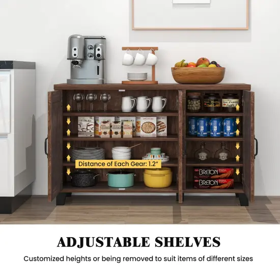 Costway 3-Door Buffet Sideboard Storage Credenza Cabinet Console Adjustable Shelf Brown/White Wash {6}