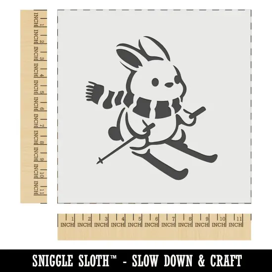 Ski Rabbit Bunny Slopes Snow Rabbit Wall Cookie DIY Craft Reusable Stencil {1}