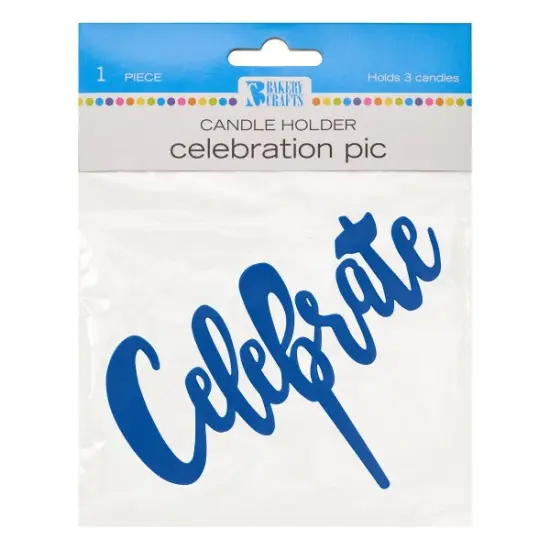 Celebrate Plastic Candle Holder Cake Topper, 1ct Blue {2}