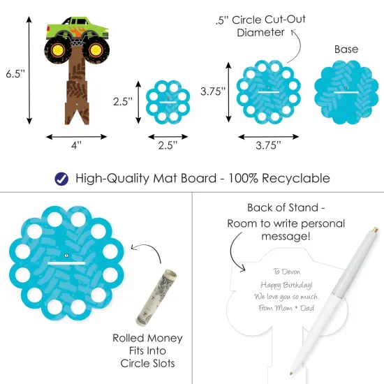 Big Dot of Happiness Smash and Crash - Monster Truck - DIY Boy Birthday Party Money Holder Gift - Cash Cake {4}