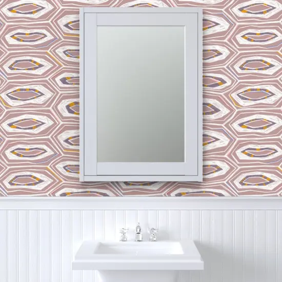 Pre-Pasted Wallpaper 2FT Wide Tortoiseshell Geometric Bold Abstract Hand Drawn Animal Print Hexagon Custom Pre-pasted Wallpaper by Spoonflower {6}