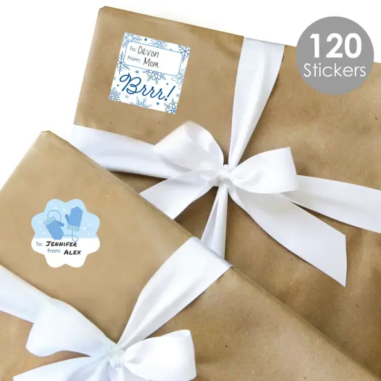 Big Dot of Happiness Blue Snowflakes - Assorted Winter Holiday Party Gift Tag Labels - To and From Stickers - 12 Sheets - 120 Stickers {3}