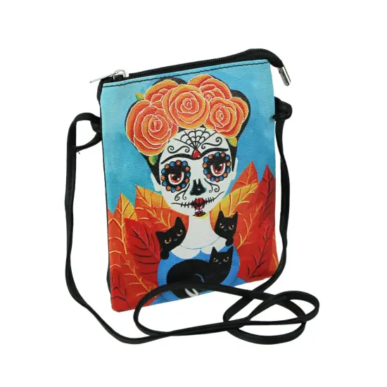 Day of the Dead Sugar Skull Mexican Woman Zippered Crossbody Bag {3}