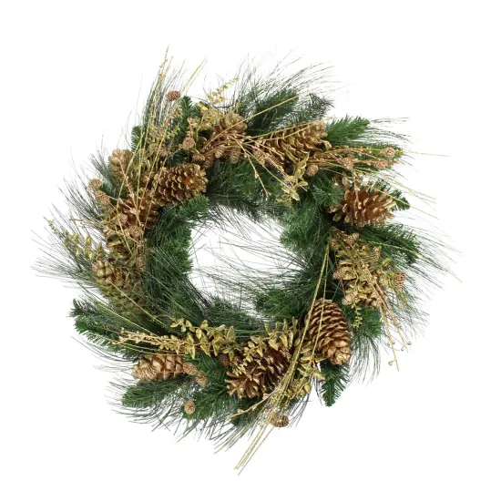 Allstate Gold Glitter Pine Cone and Berry Artificial Christmas Wreath - 26-Inch, Unlit {1}