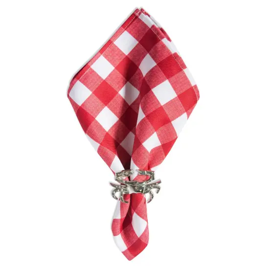 Contemporary Home Living Set of 6 Red and White Checkered Design Square Outdoor Napkin 20" {5}
