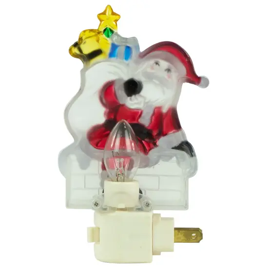 Northlight Santa in Chimney Frosted Christmas Night Light - 6.25" Red {7}