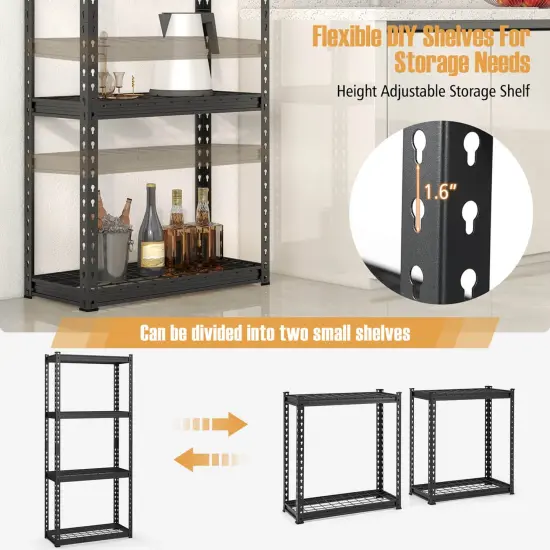 Costway 1/2/3/4 PCS 4-Tier Metal Shelving Unit Heavy Duty Wire Storage Rack with Anti-slip Foot Pads Black {5}