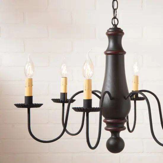 Large Norfolk Chandelier in Sturbridge Black with Sturbridge Red {4}