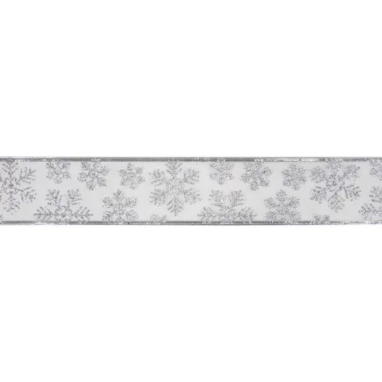 Northlight Sheer Silver Snowflake Christmas Wired Craft Ribbon 2.5" x 10 Yards {1}