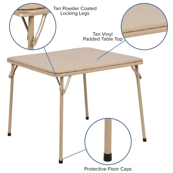 Emma and Oliver Kids Folding Game and Activity Table - Toddler Table for Daycare Center Tan {2}
