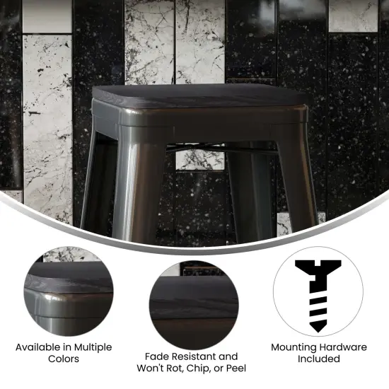 Emma and Oliver Stryde All-Weather Durable Polyresin Seat for Colorful Metal Dining Chairs, Counter Stools and Bar Stools Teal-Blue {7}