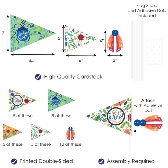 Big Dot of Happiness Buggin' Out - Triangle Bugs Birthday Party Photo Props - Pennant Flag Centerpieces - Set of 20 {4}