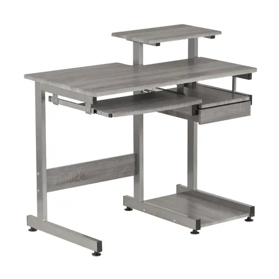Techni Office Solutions 37.75" Gray Computer Workstation Desk {1}