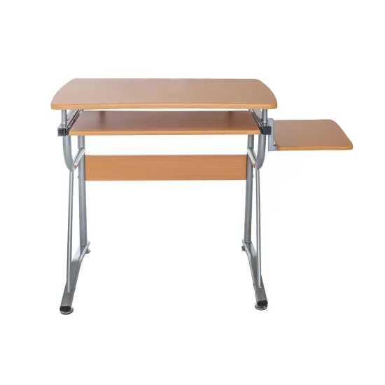 Techni Office Solutions 43" Gray and Brown Unique Techni Mobili Computer Gaming Desk with Shelf and Keyboard Panel {3}